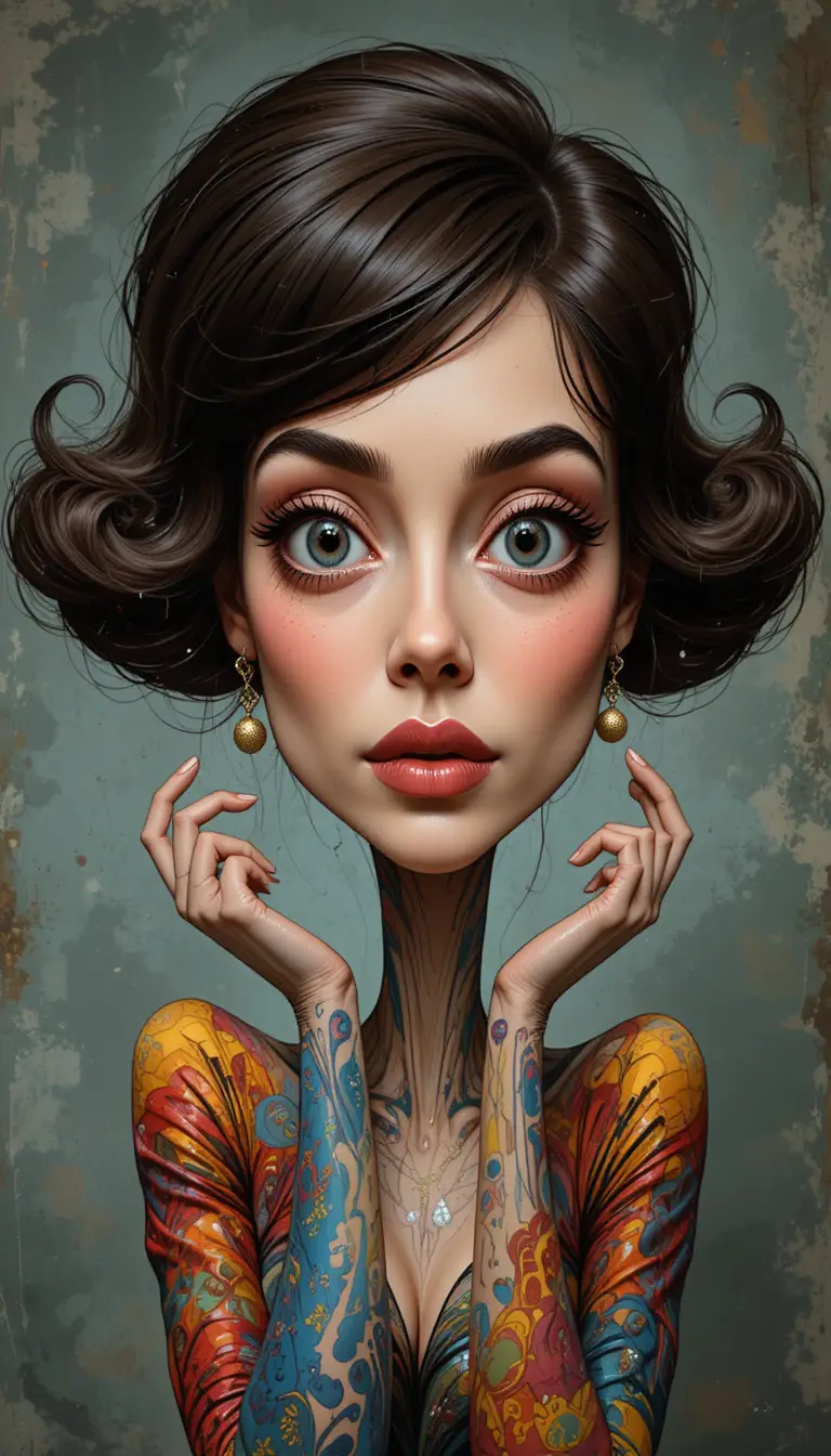 Femme caricaturale 3D colorée aux traits expressifs exagérés