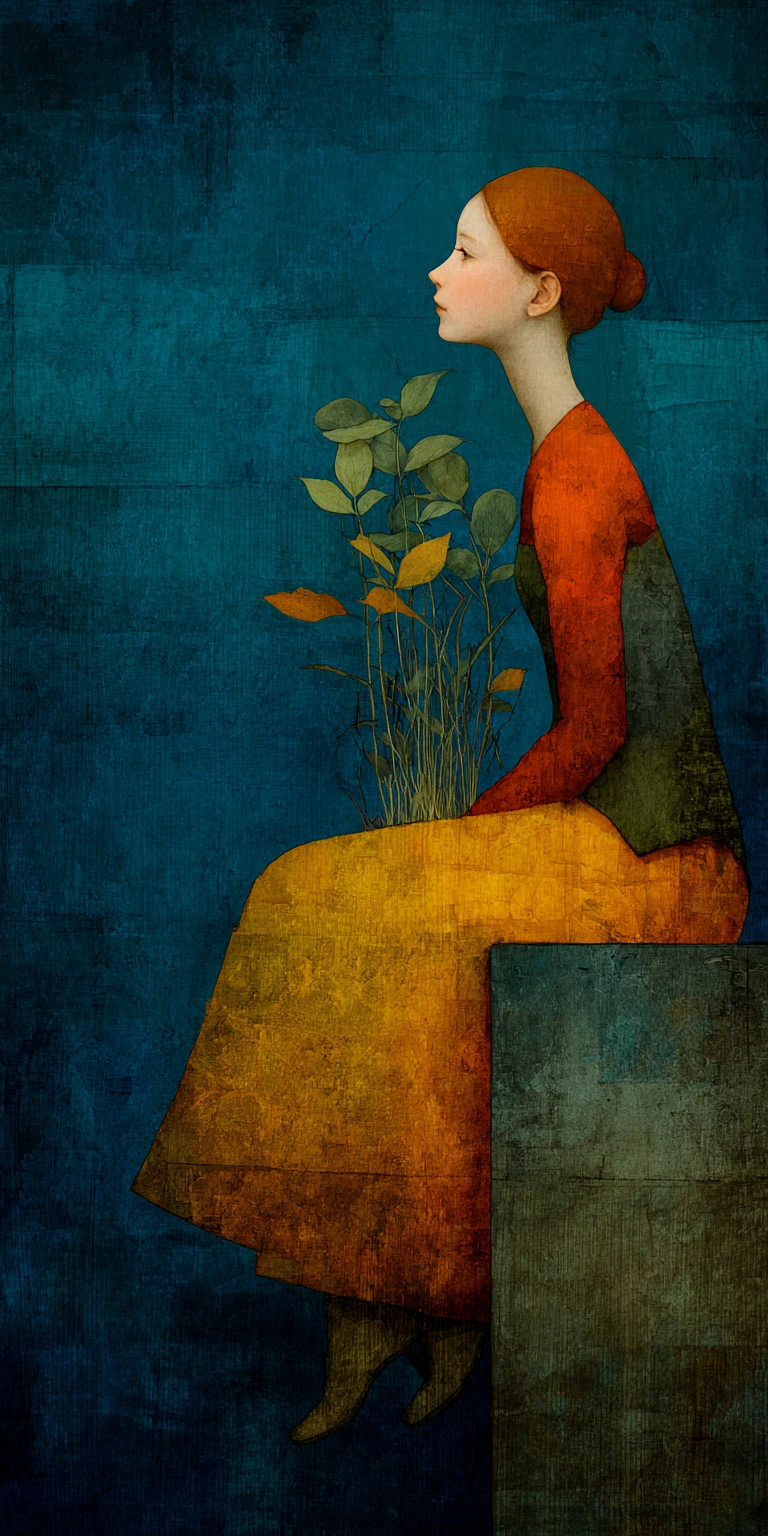 Surreal woman in a fantastical landscape with rich pop colors
