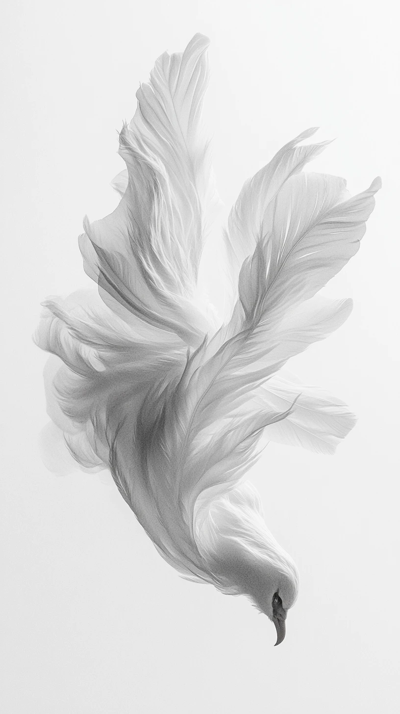 Abstract feminine figure dissolving into flowing monochrome textures