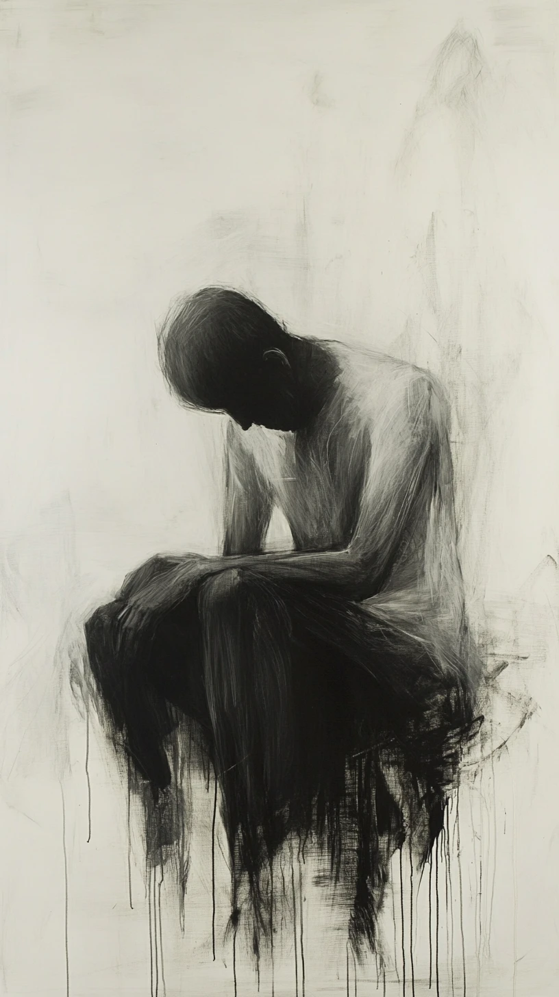 Fading abstract figure dissolving into soft open space