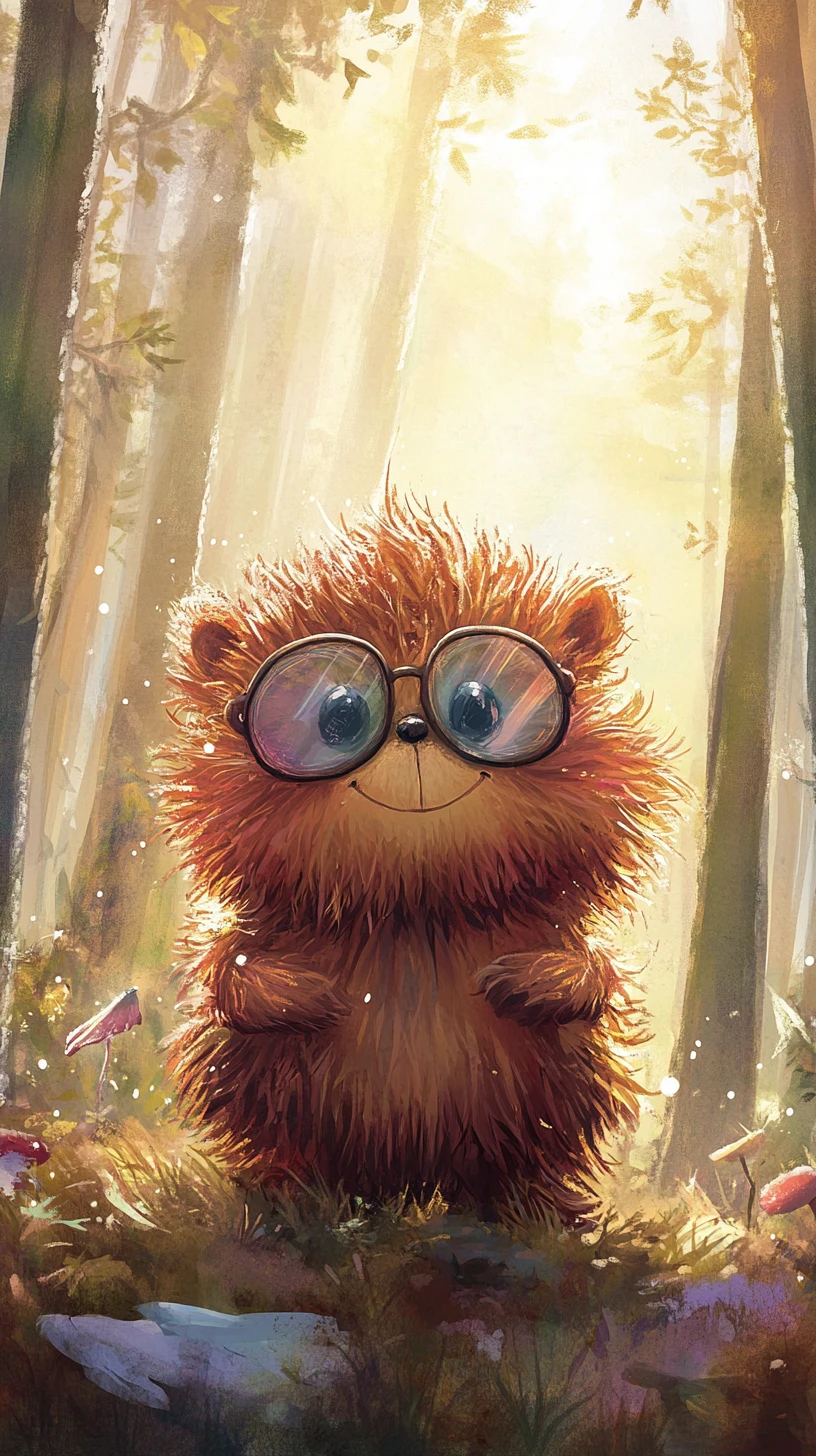 Curious monkey and hedgehog in a sunny forest clearing