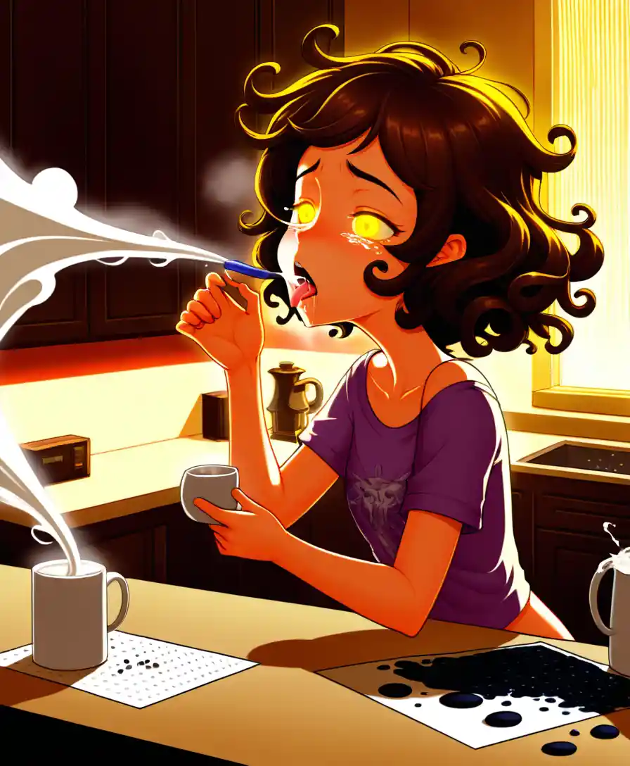 Sleepy woman making coffee in soft morning light
