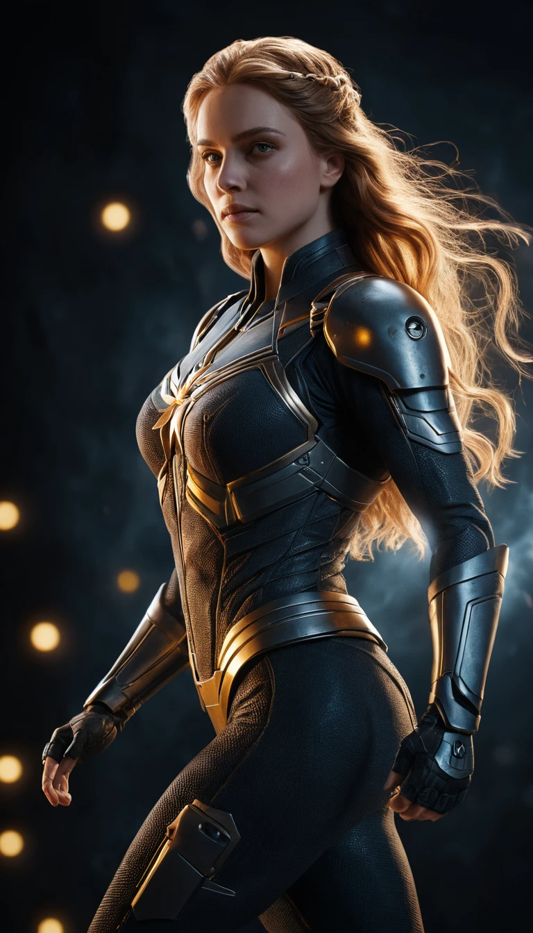 Sensual nude woman in dramatic cinematic light beams