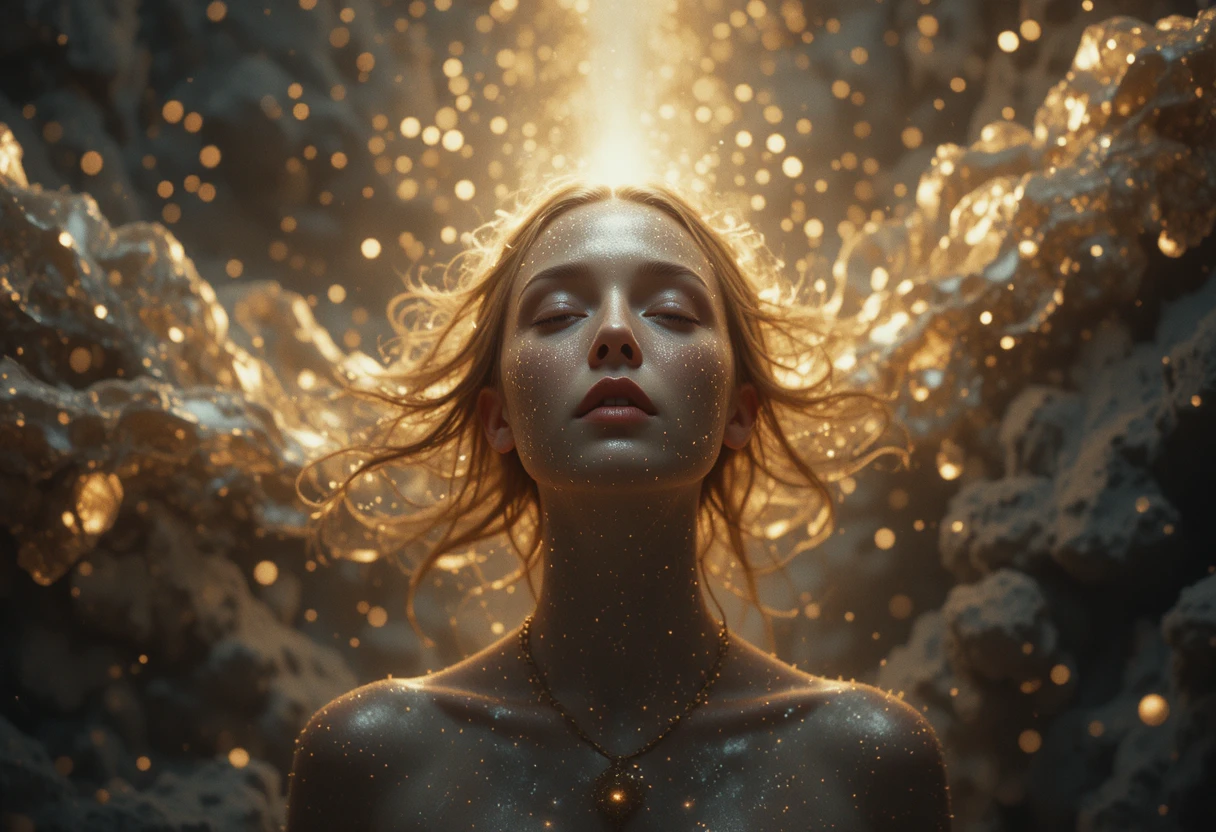 Gentle cosmic veil settling into a shifting inner space