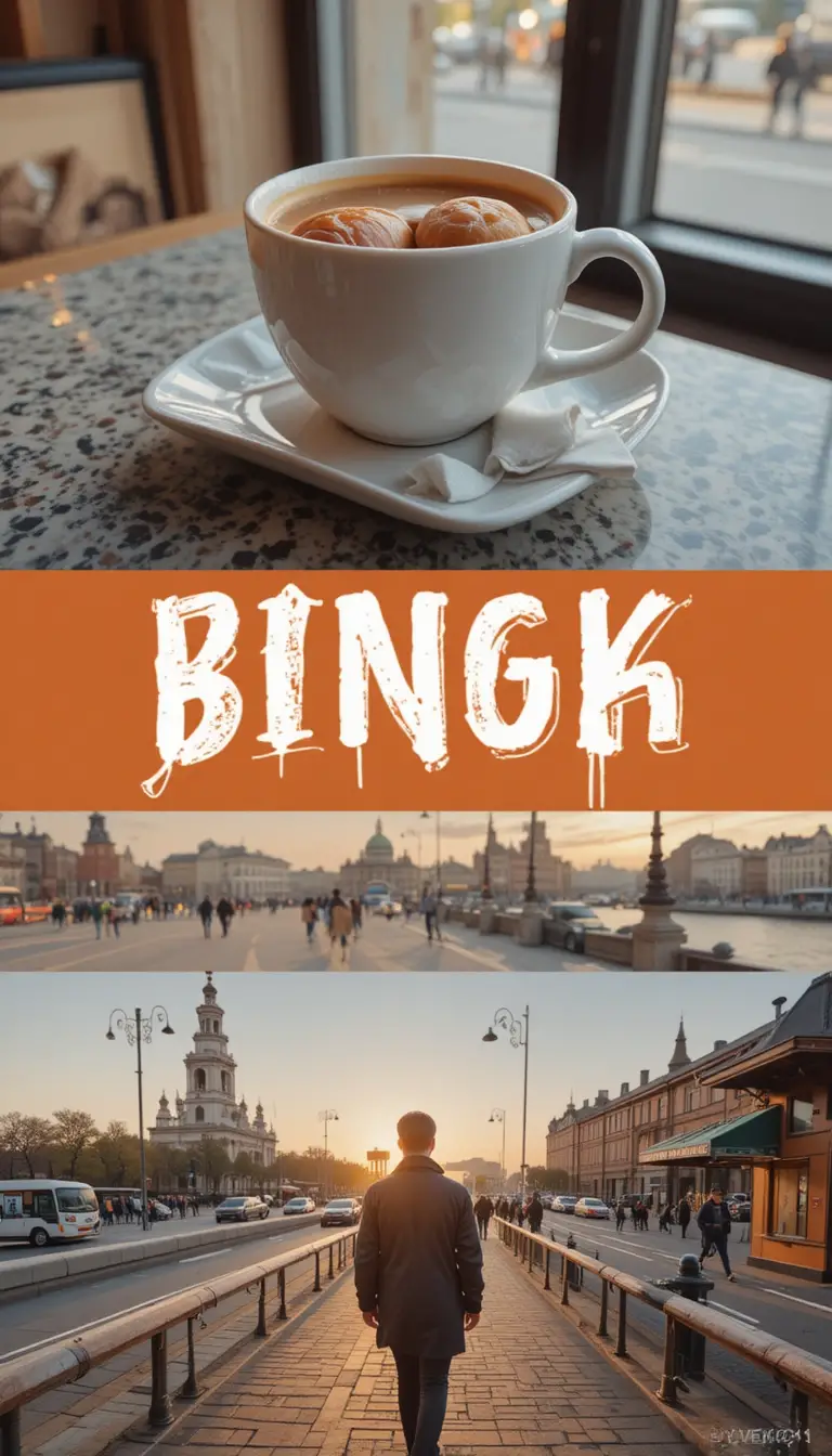 Cozy cafe drink on a warm granite table in Minsk