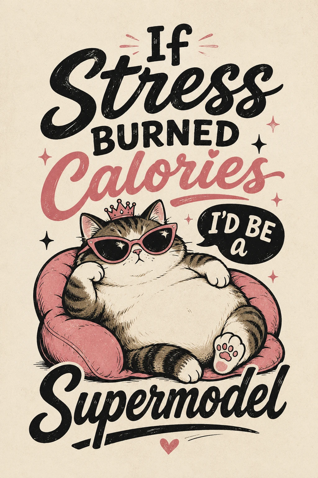 Chunky cartoon cat with sarcastic stress quote t shirt design