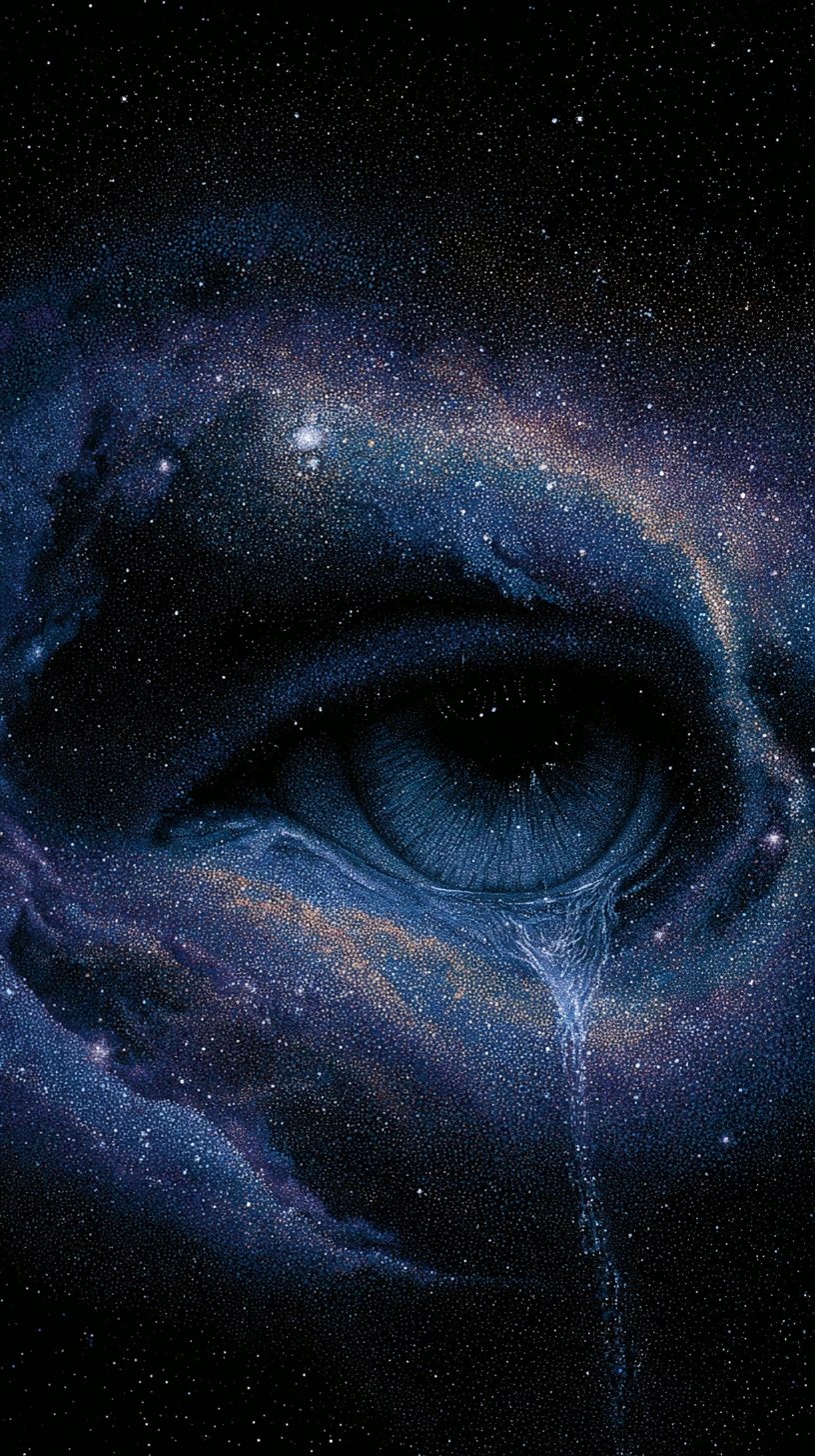 Cosmic nebula shaped like a weeping eye in deep space