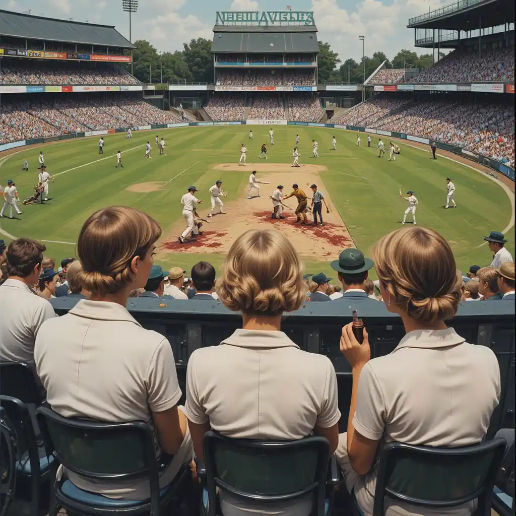 Teen girls watching a violent caricatured cricket match