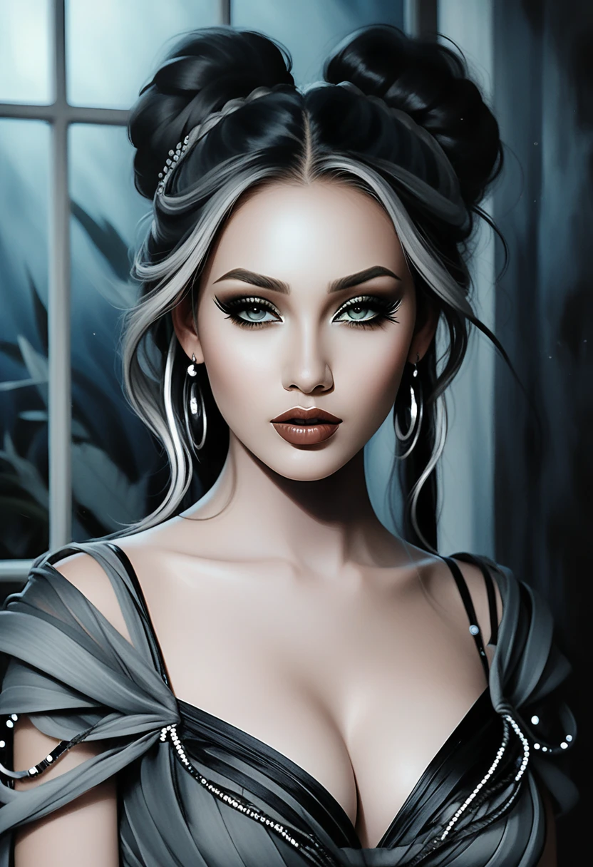 Mystical Tahitian woman in dark fairy inspired portrait