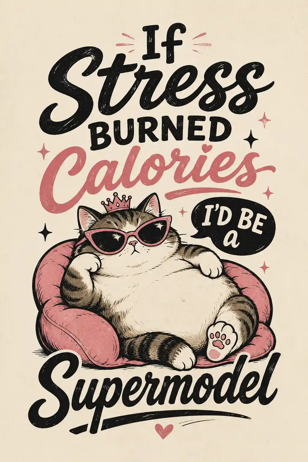 Chunky cartoon cat with sarcastic stress quote t shirt design