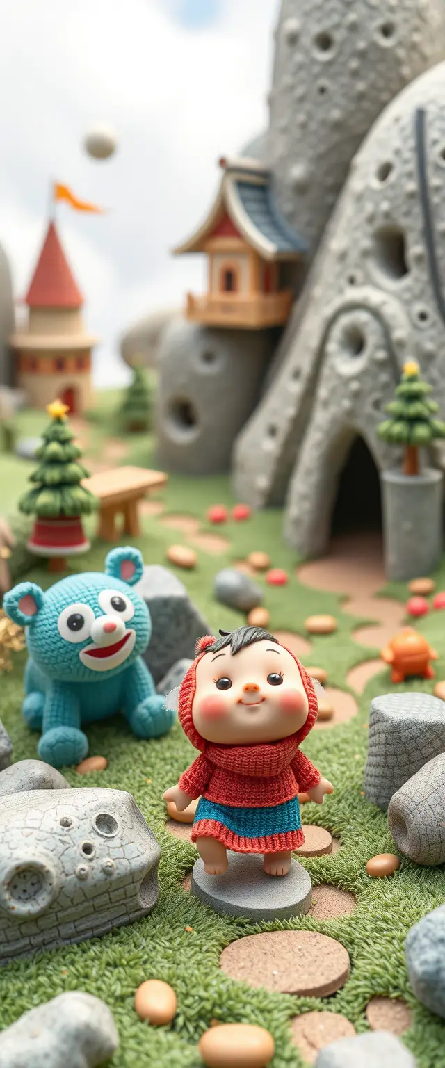 Dolci mostriciattoli infantili 3D in un colorato mondo fantasy