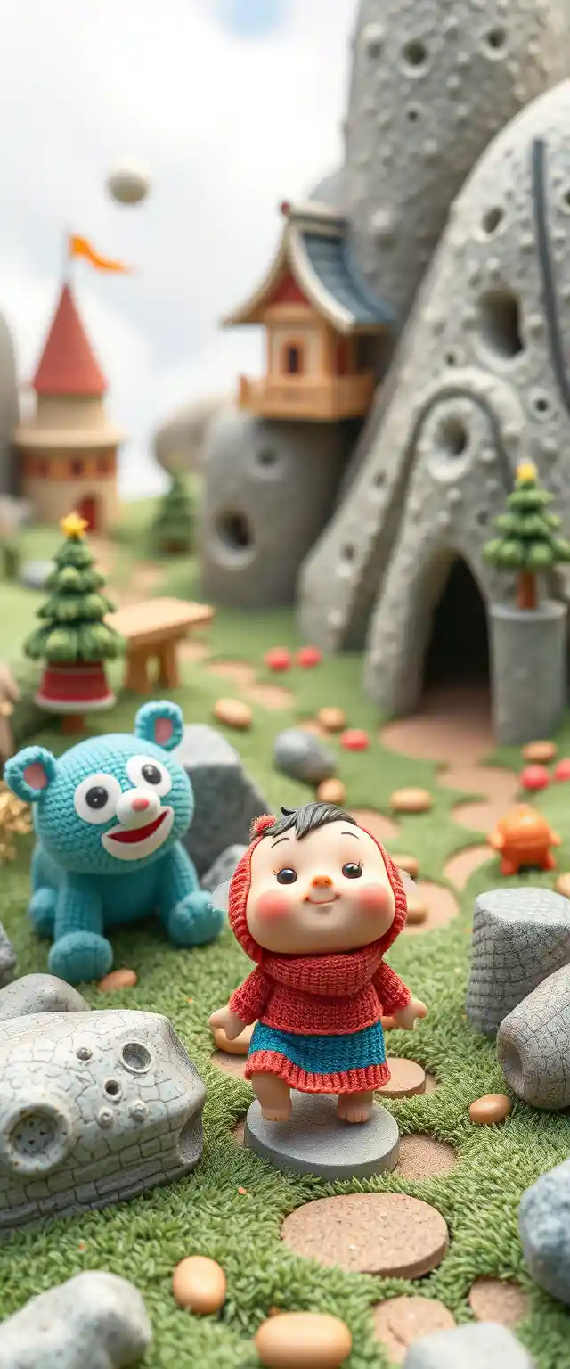 Cute 3D childlike monsters in a colorful fantasy world