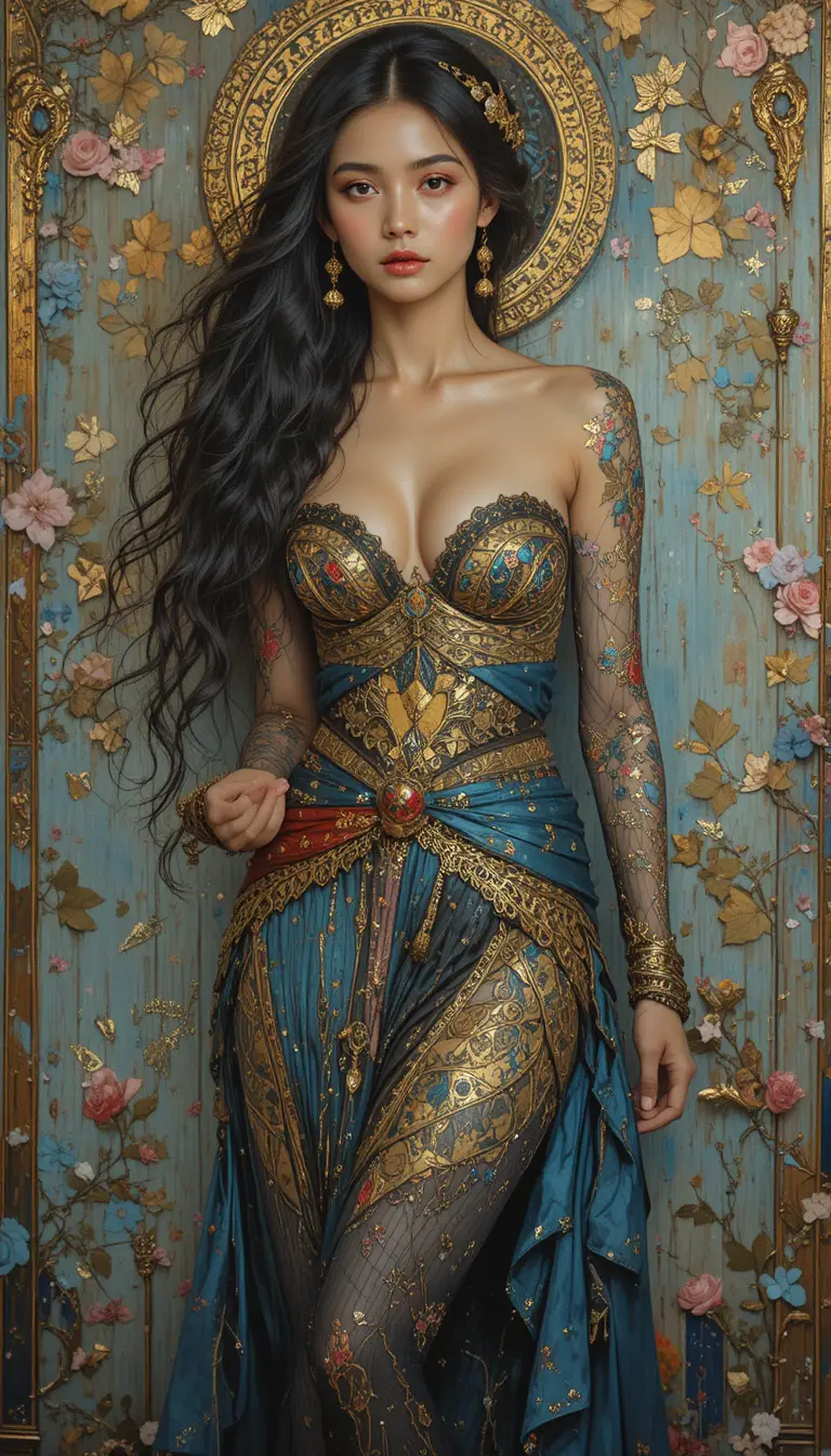 Sensual woman portrayed in the spirit of an old master