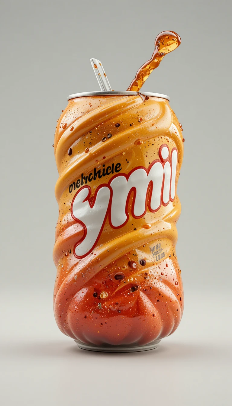 Surreal 3D soda can poster squeezed under pressure
