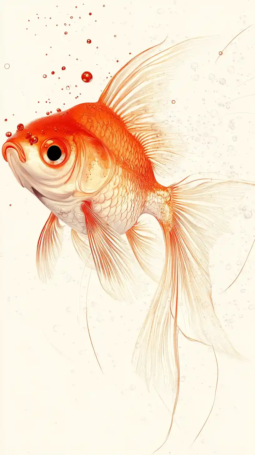 Pop art glasslike goldfish with halftone shading