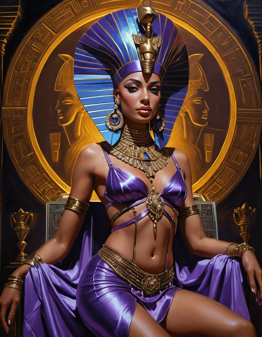Neon Egyptian Queen In Haute Couture Fantasy Portrait