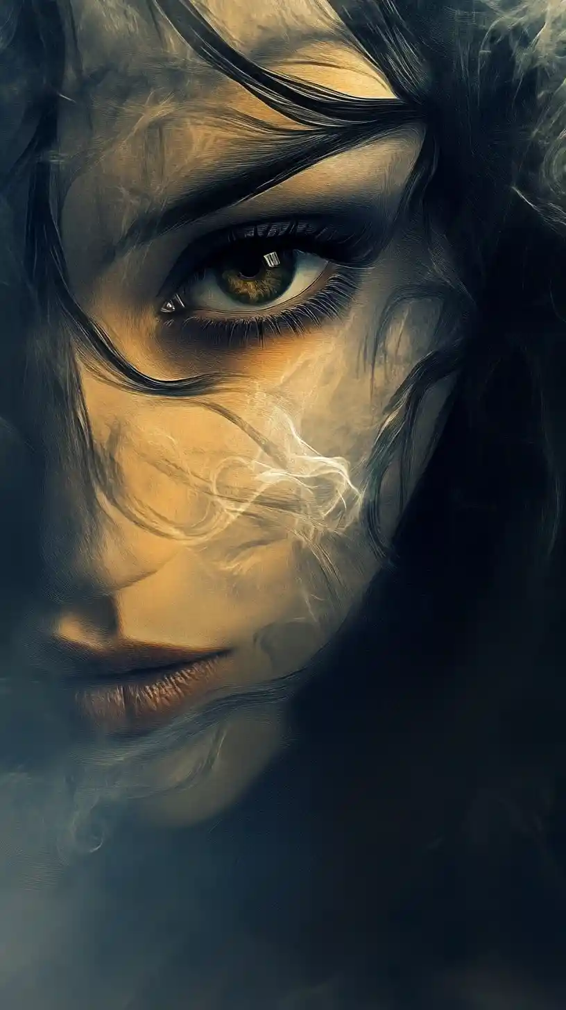 Woman lost in thought turning in a quiet space