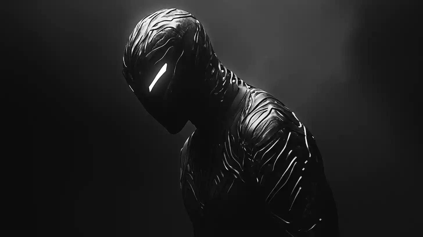 Mythical creature defined by glowing tattoos in darkness