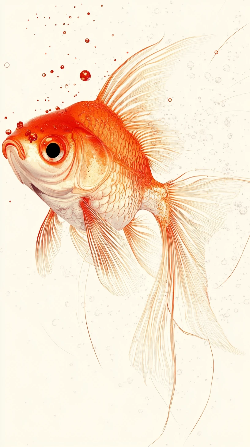 Pop art glasslike goldfish with halftone shading