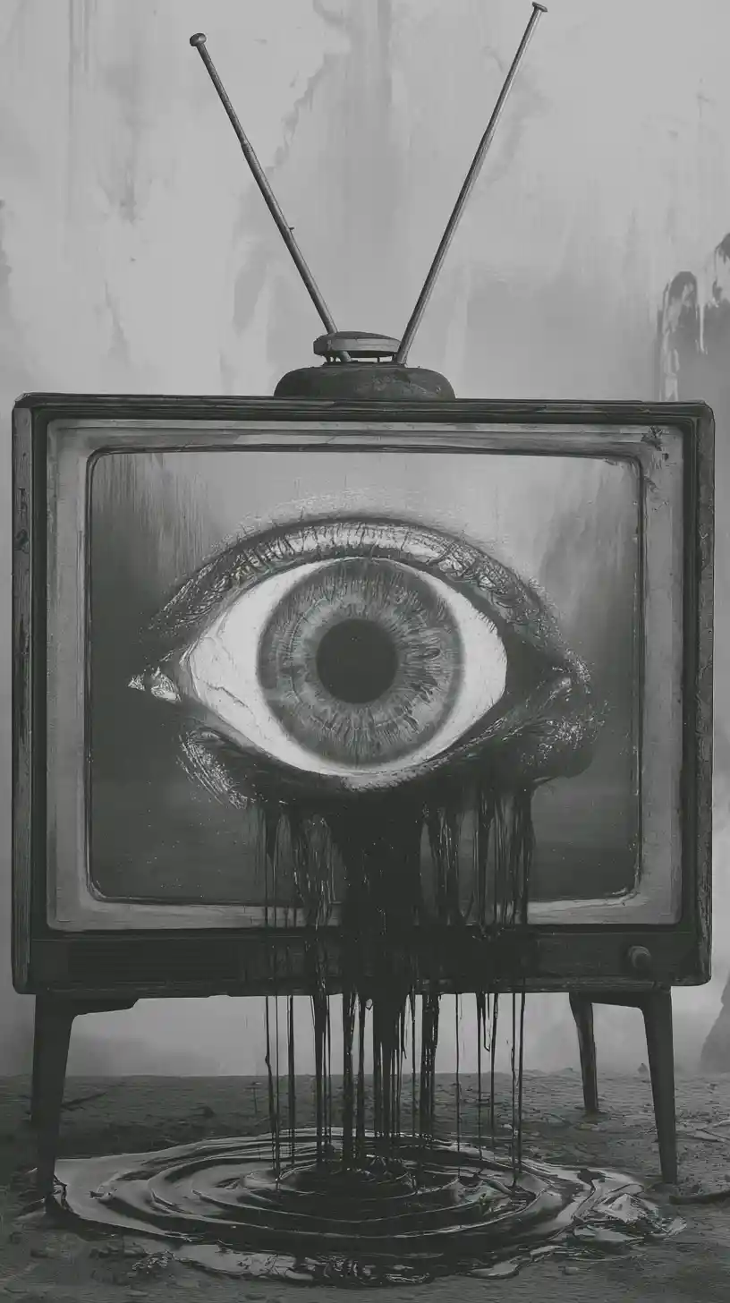 Woman Flipping Through Television Channels In A Dark Room
