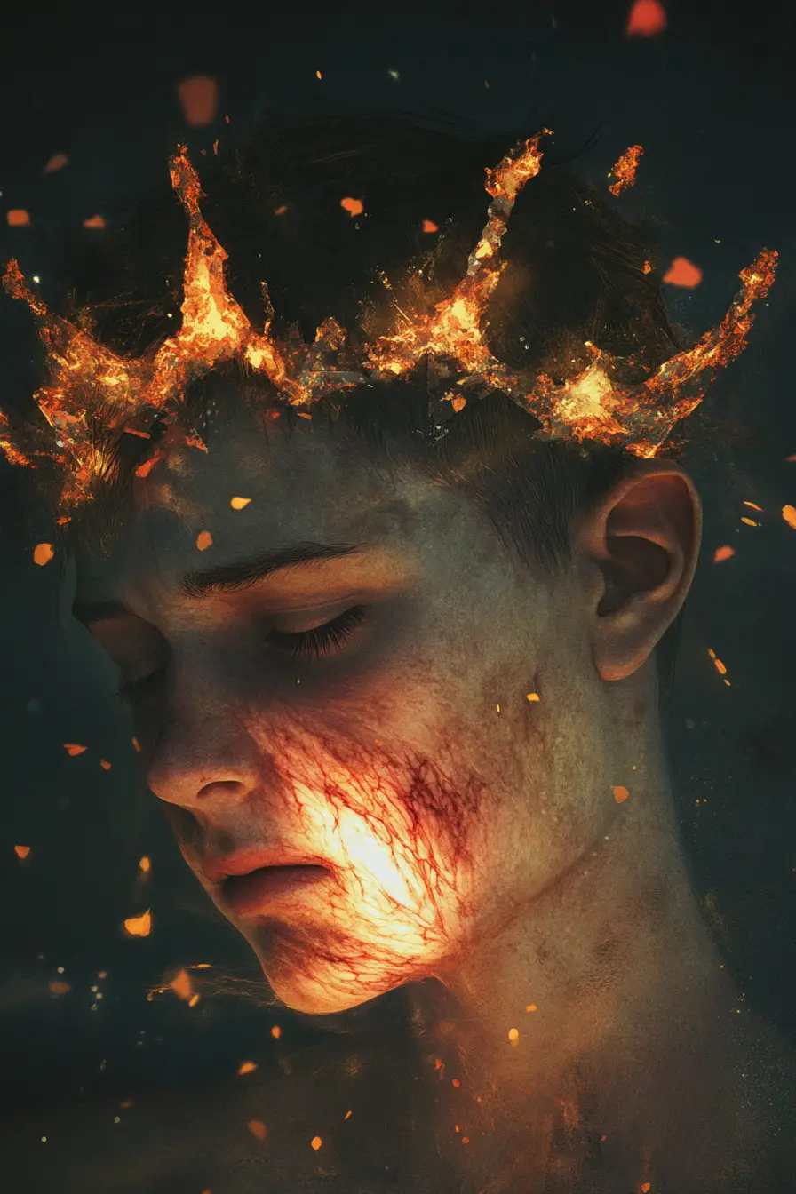 Woman With Glowing Cracked Skin Consumed By Inner Hunger
