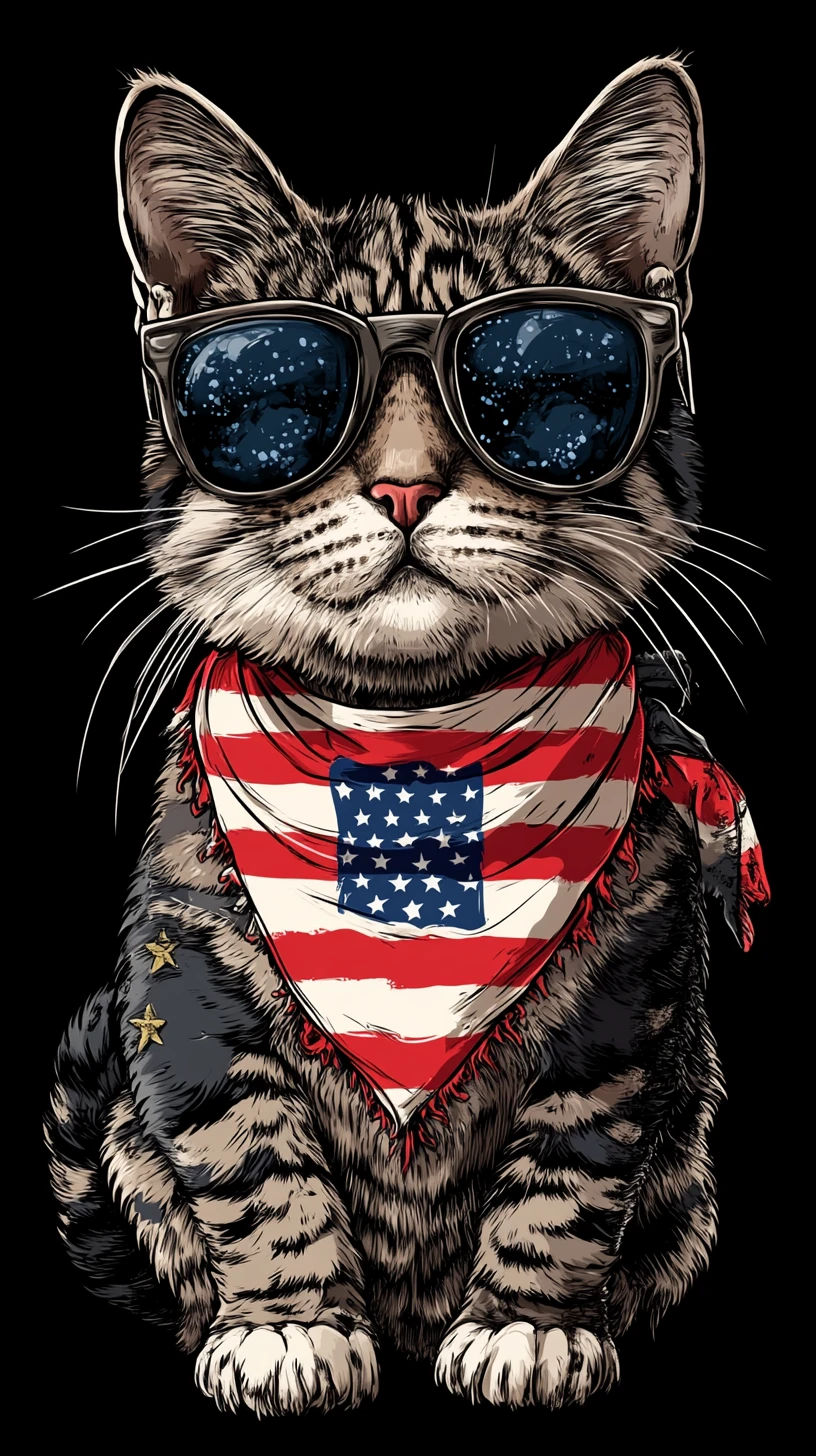 Cool patriotic cat celebrating with Germany flag and hotdog