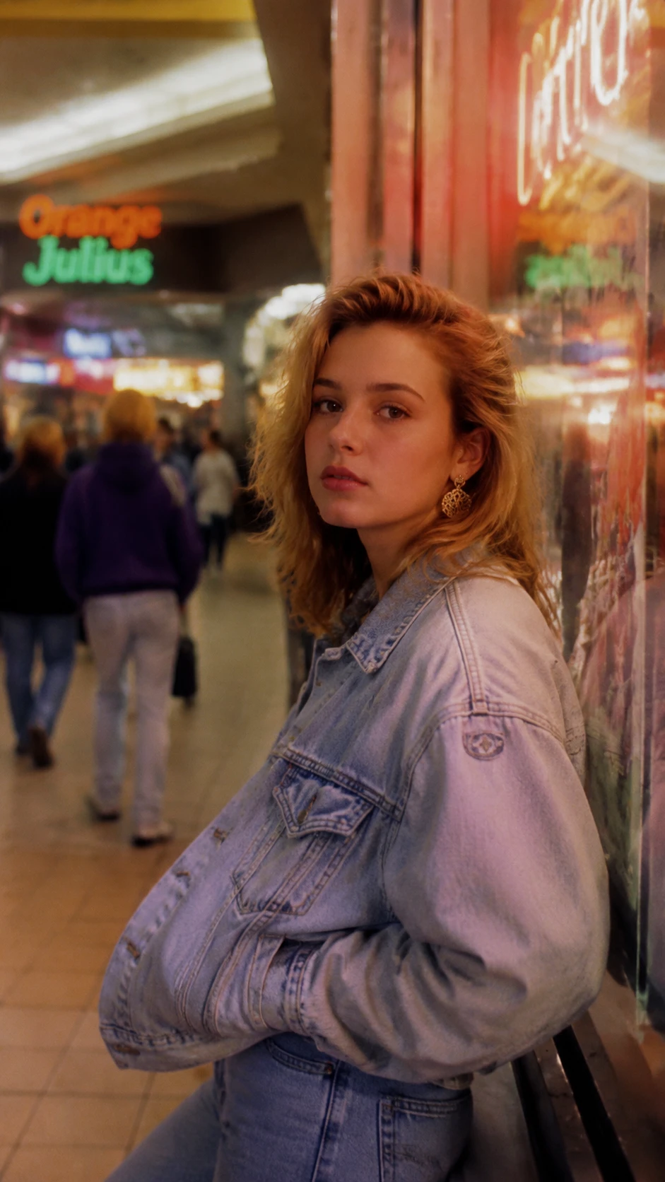 Retro 90s mall teen portrait in soft vintage photography