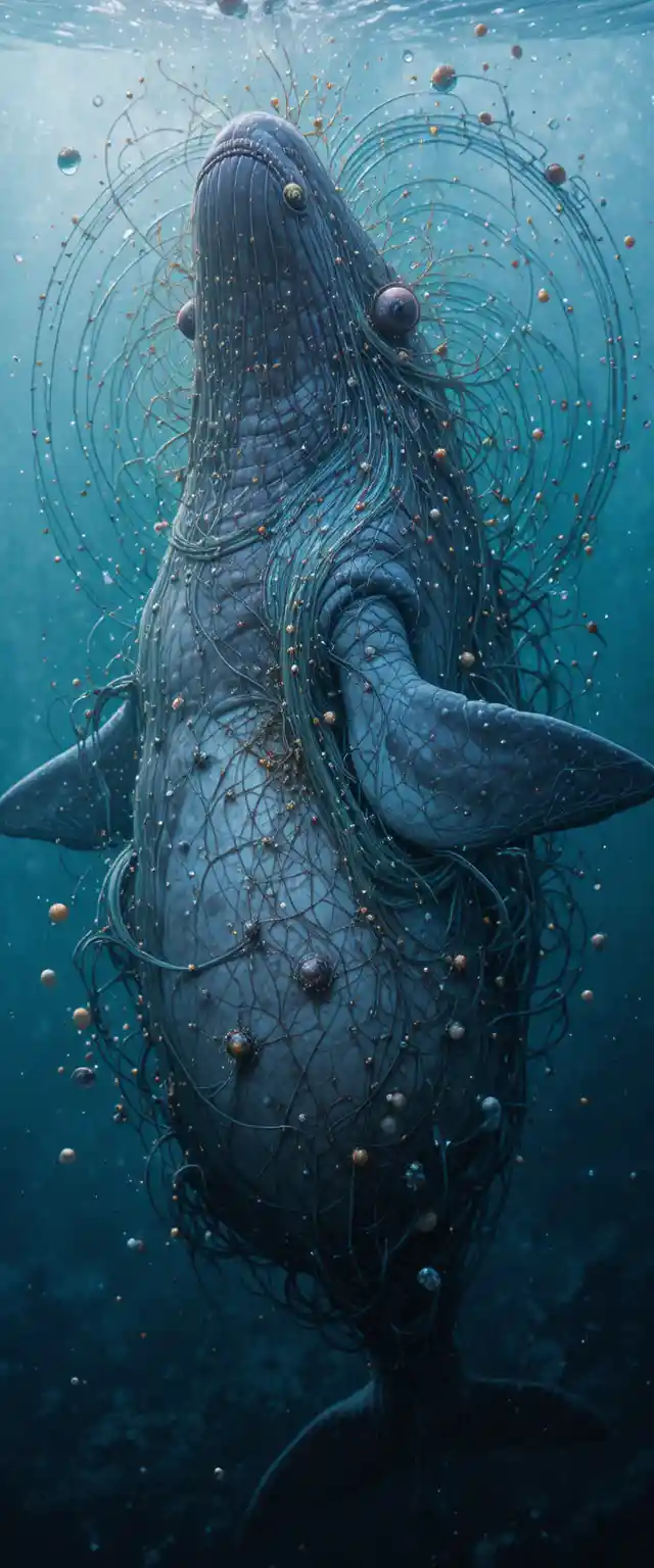 Composer on a boat playing music to a humpback whale