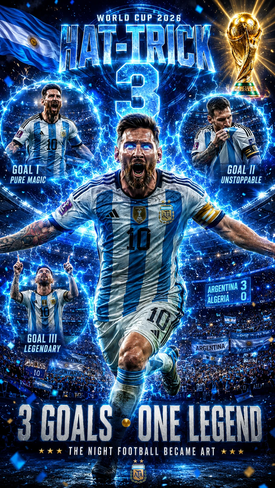 Stella del calcio argentino festeggia una tripletta ai Mondiali