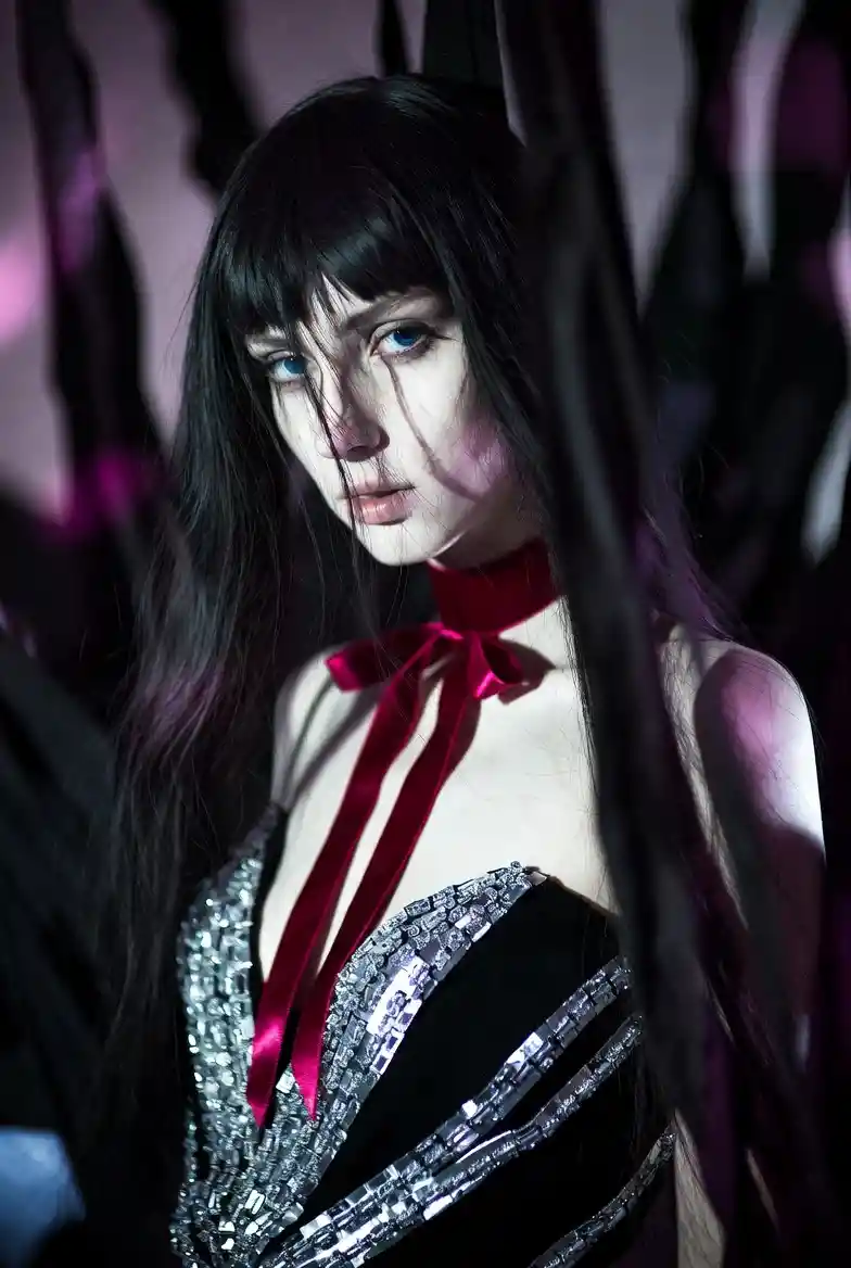 Supermodel in a dark surreal nightmare inspired setting