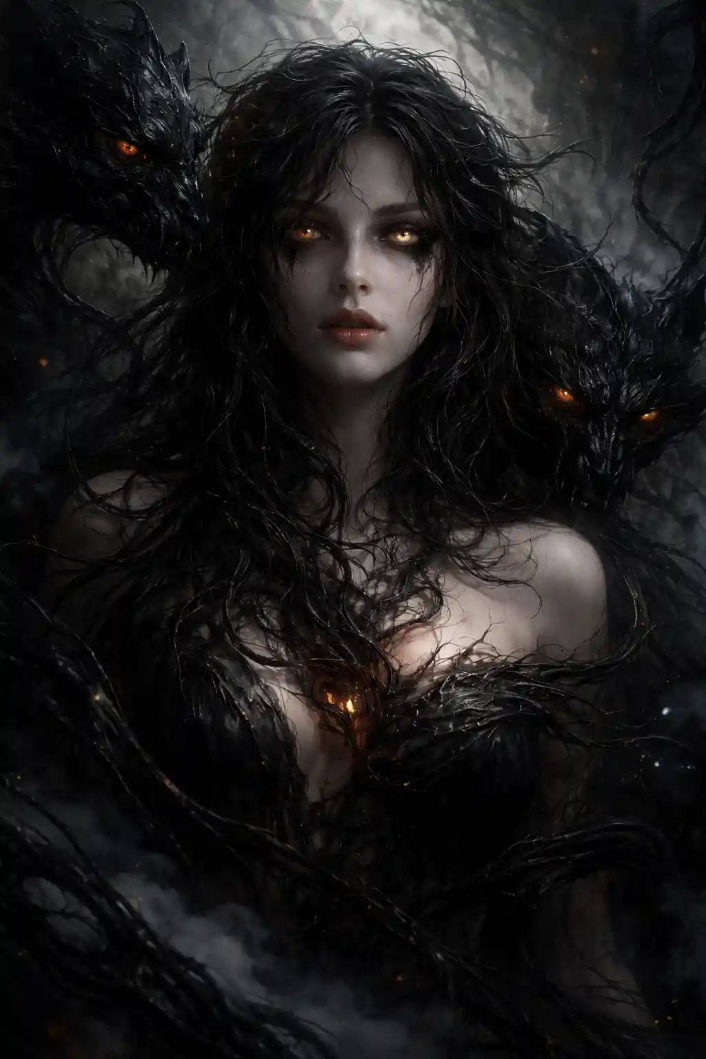 Dark creature awakening from inner fear and shadow