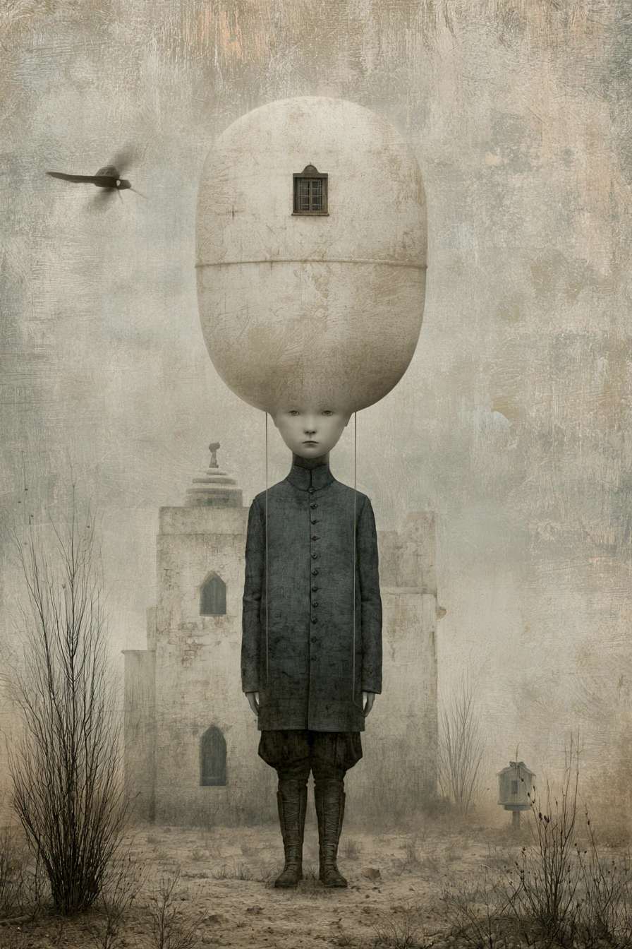 Surreal fine brushed world existing beyond human awareness