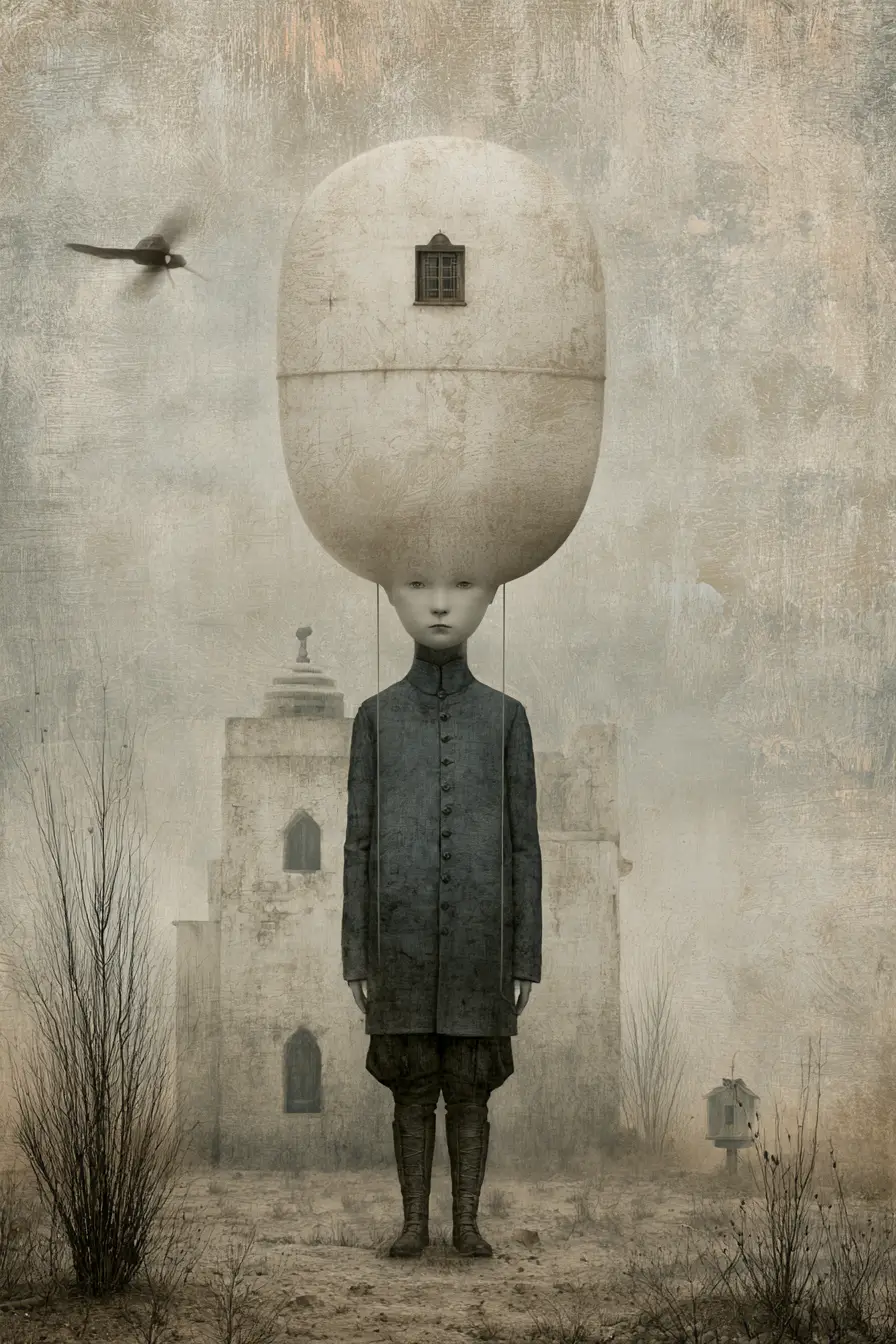 Surreal fine brushed world existing beyond human awareness