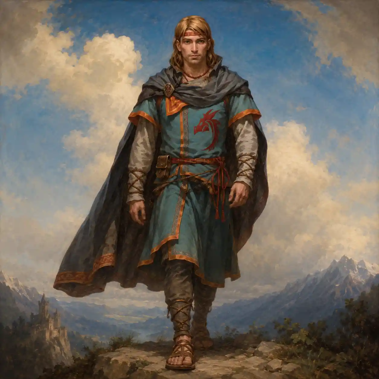 Young fantasy man in a renaissance style painted portrait