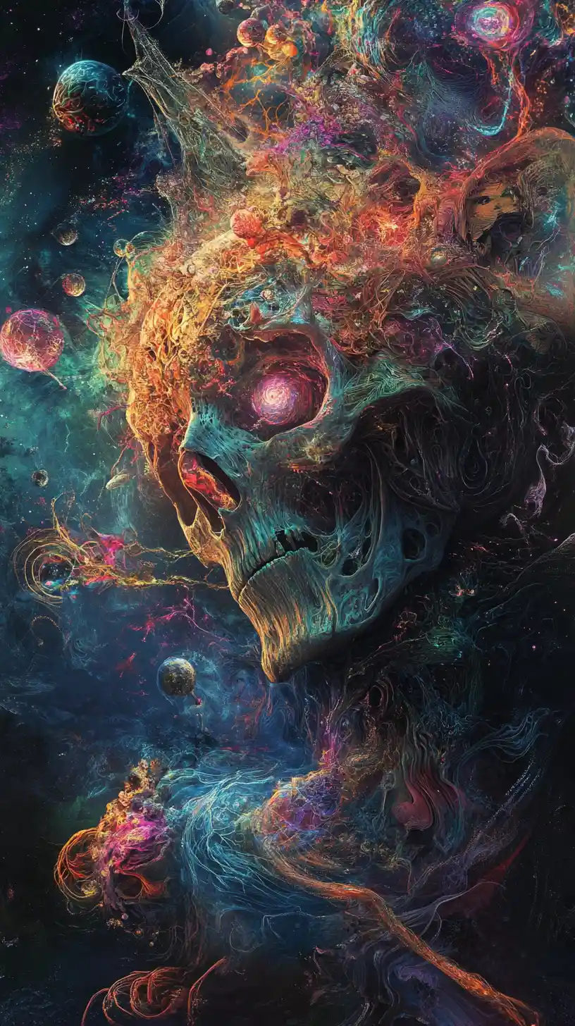 Abstract brain reshaped by powerful flowing energy