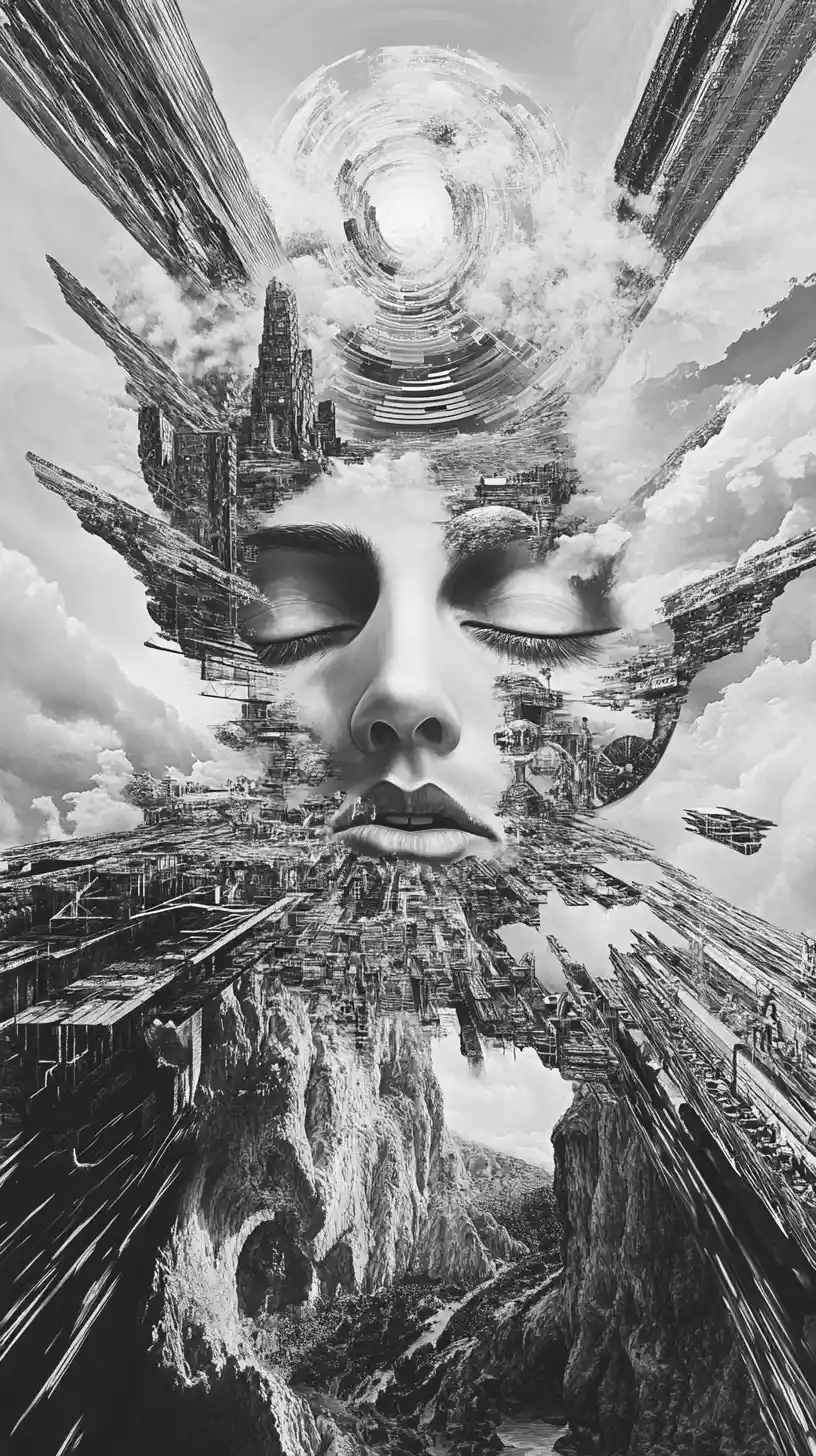 Futuristic electronic monolith pulsing with musical energy