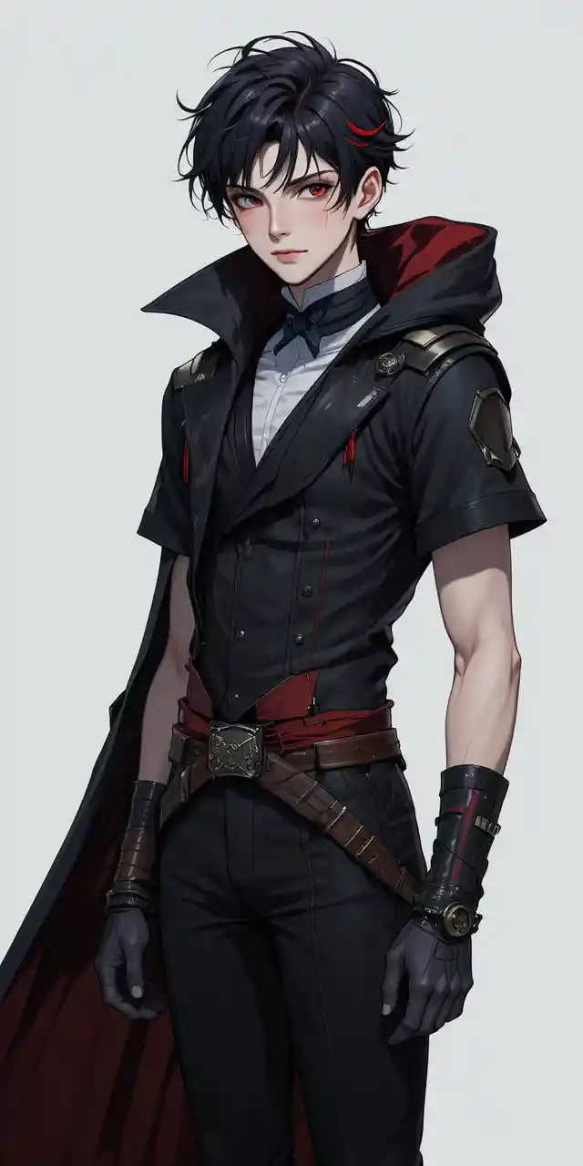 Teen vampire rogue boy in dark anime fantasy