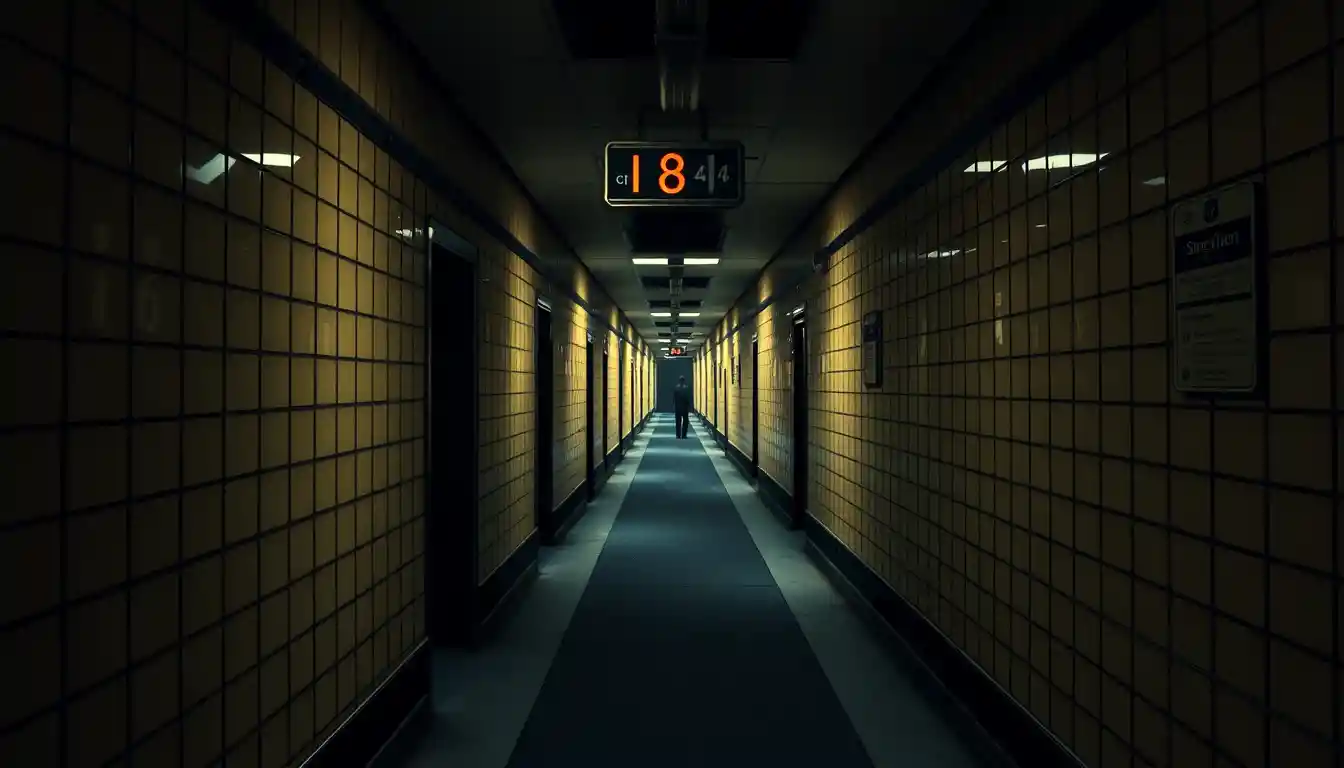 Man searching for exit eight in an endless subway corridor