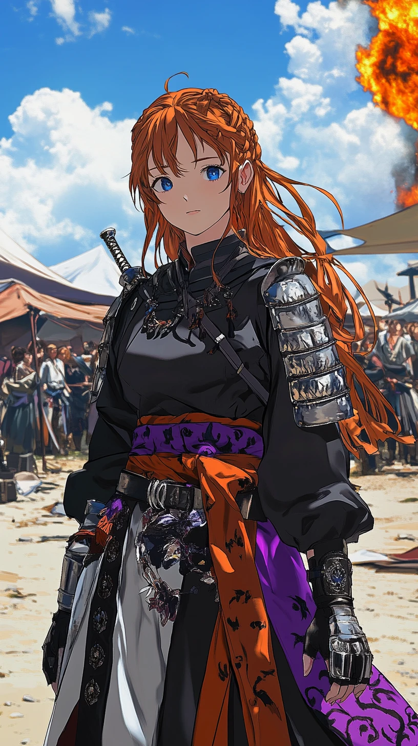 Anime girl knight competing in a modern arena tournament