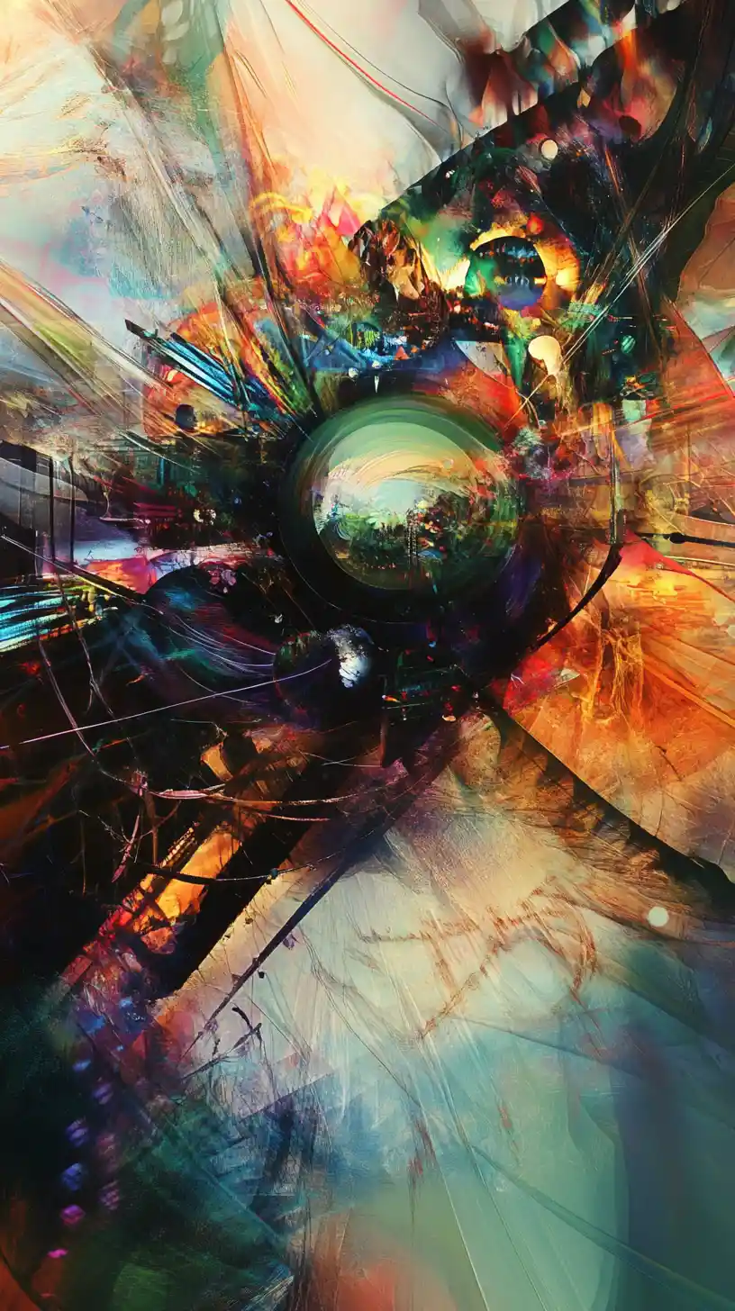 Electronic monolith fusing music in an abstract glowing space