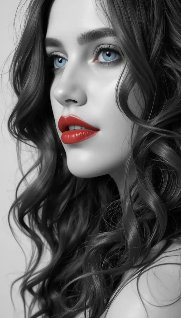 Black and white close up portrait of a young woman