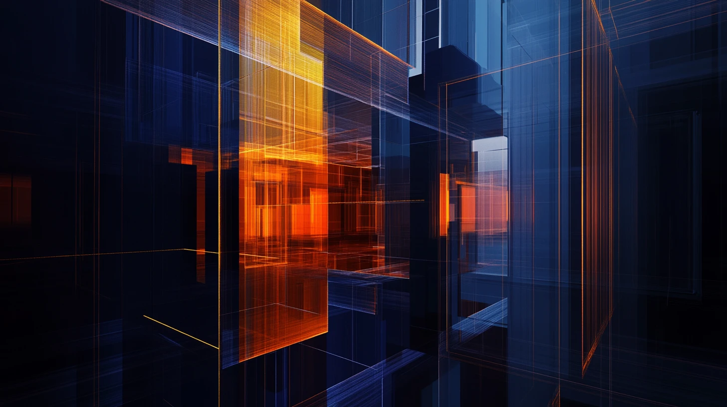 Geometric abstract structure in deep blue and green