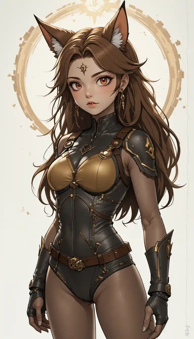 Anime demi human warrior girl with wolf ears and claws
