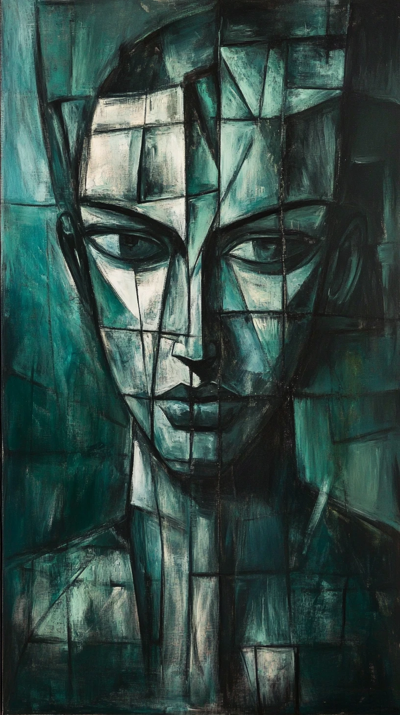 Geometric abstract face composed of rigid repeating shapes