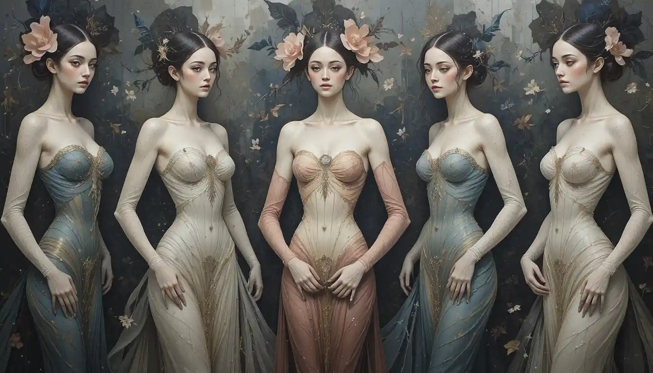 Halb-abstrakte Figuren in einem weichen, von der Belle Époque inspirierten Ölgemälde