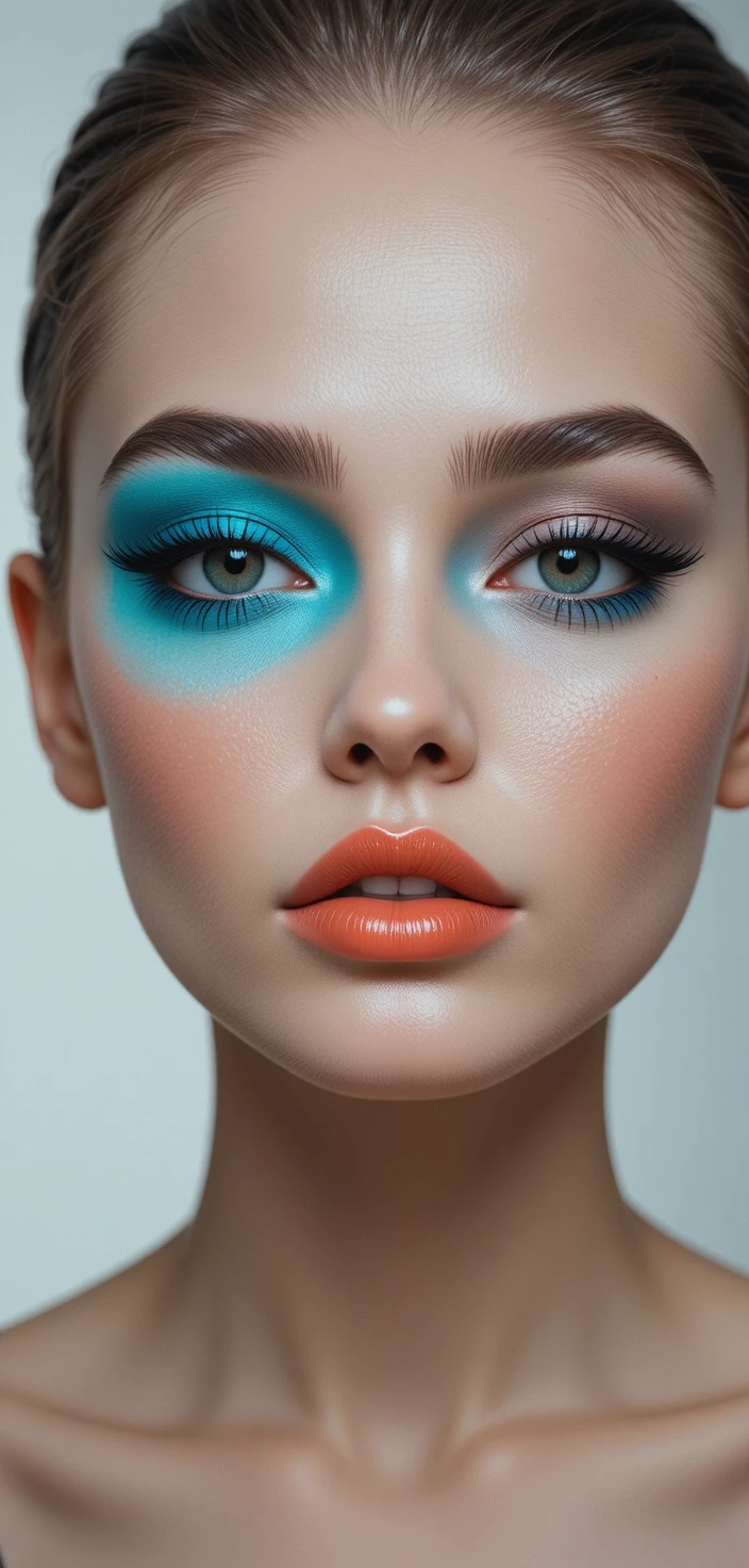 Split face portrait with contrasting makeup styles