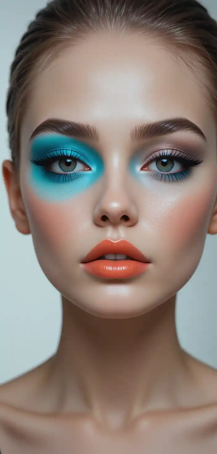 Split face portrait with contrasting makeup styles