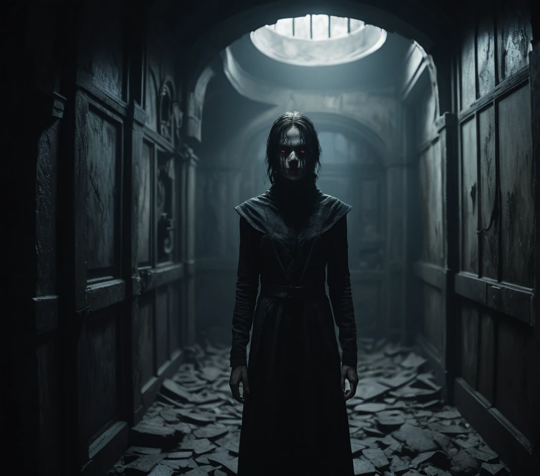 Mysterious woman at the edge of a surreal nightmare realm