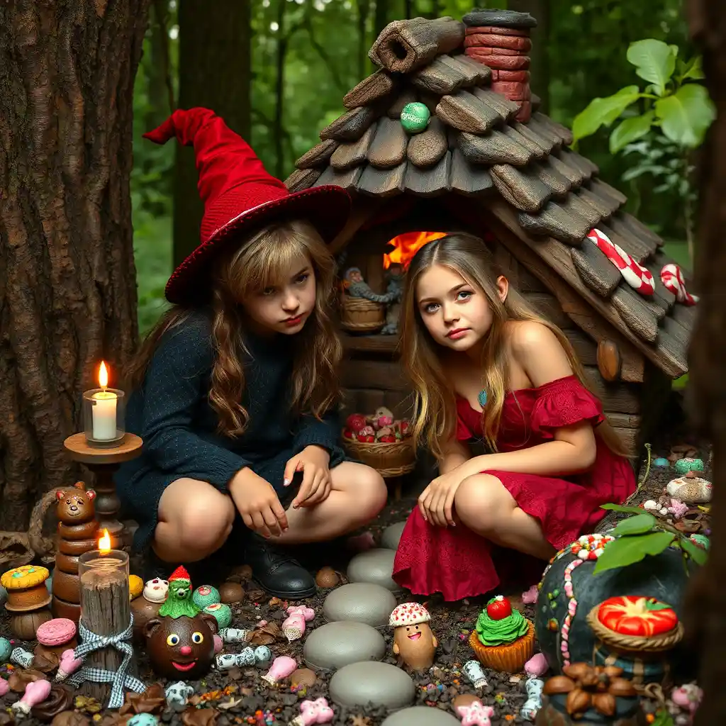 Hansel and Gretel Discover a Candy House Deep in the Forest