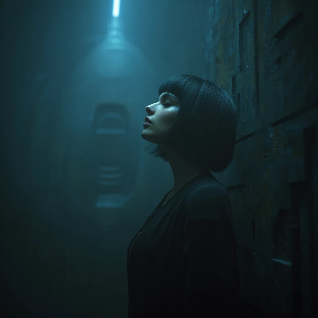 Alien presence in a futuristic space colony sector corridor